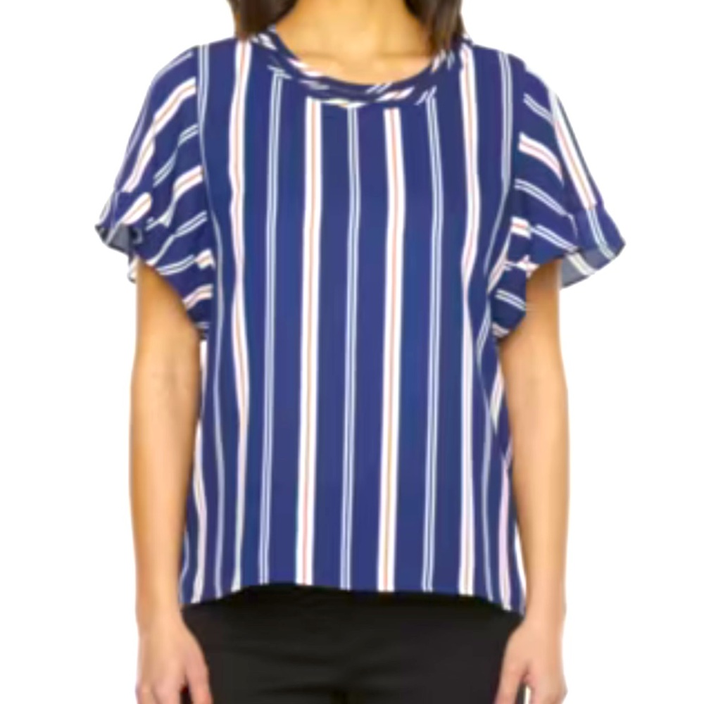 Liz Claiborne Short Sleeve Double Ruffle Blouse